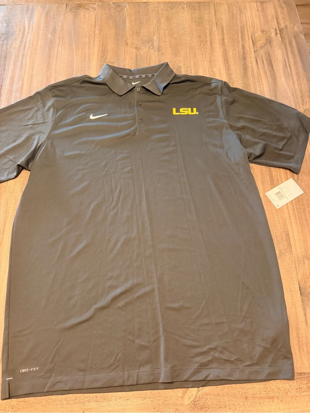 NWT LSU Tigers Nike Dri Fit Polo Shirt SZ 3XL XXL Charcoal Gray Golf Performance